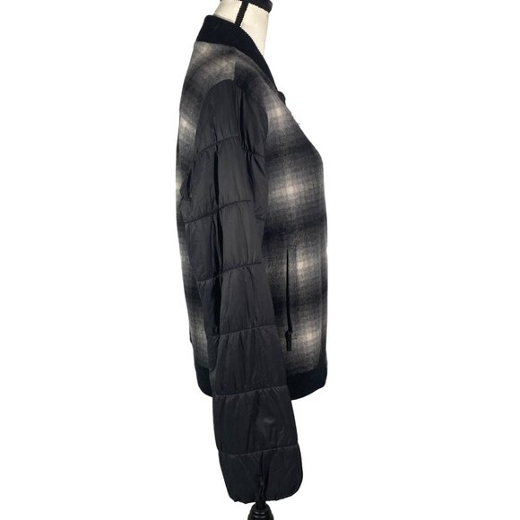 Smartwool Ibera merio wool blend Bomber jacket coat Gray plaid M outdoor - Picture 3 of 10